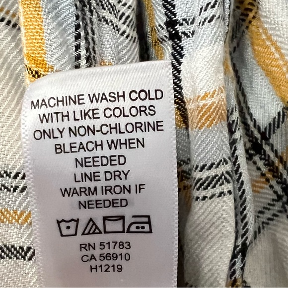 Maurices Women Long Sleeve Top White Yellow Plaid Tie Front Button Up - XS - Picture 13 of 15